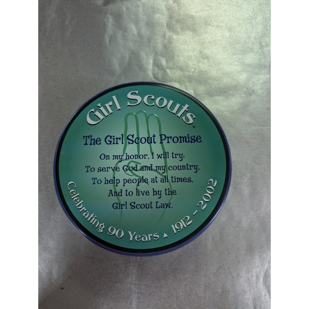 Vintage Girl Scouts Promise metal storage tin 90 year anniversary 1912-2002